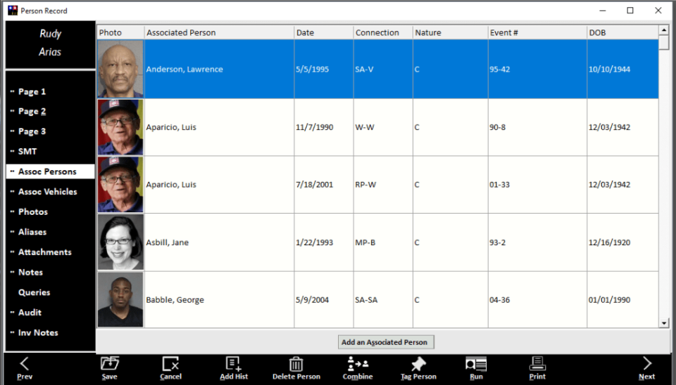 screenshot of RIMS Records and Case Management System